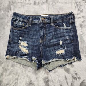 Studio Blue Shorts Womens 27 Blue Distressed Cutoff Cuffed Frayed Hem Denim